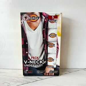 Dickies Men's V-Neck T-Shirts Size Small 5 Pack White Cotton Undershirts